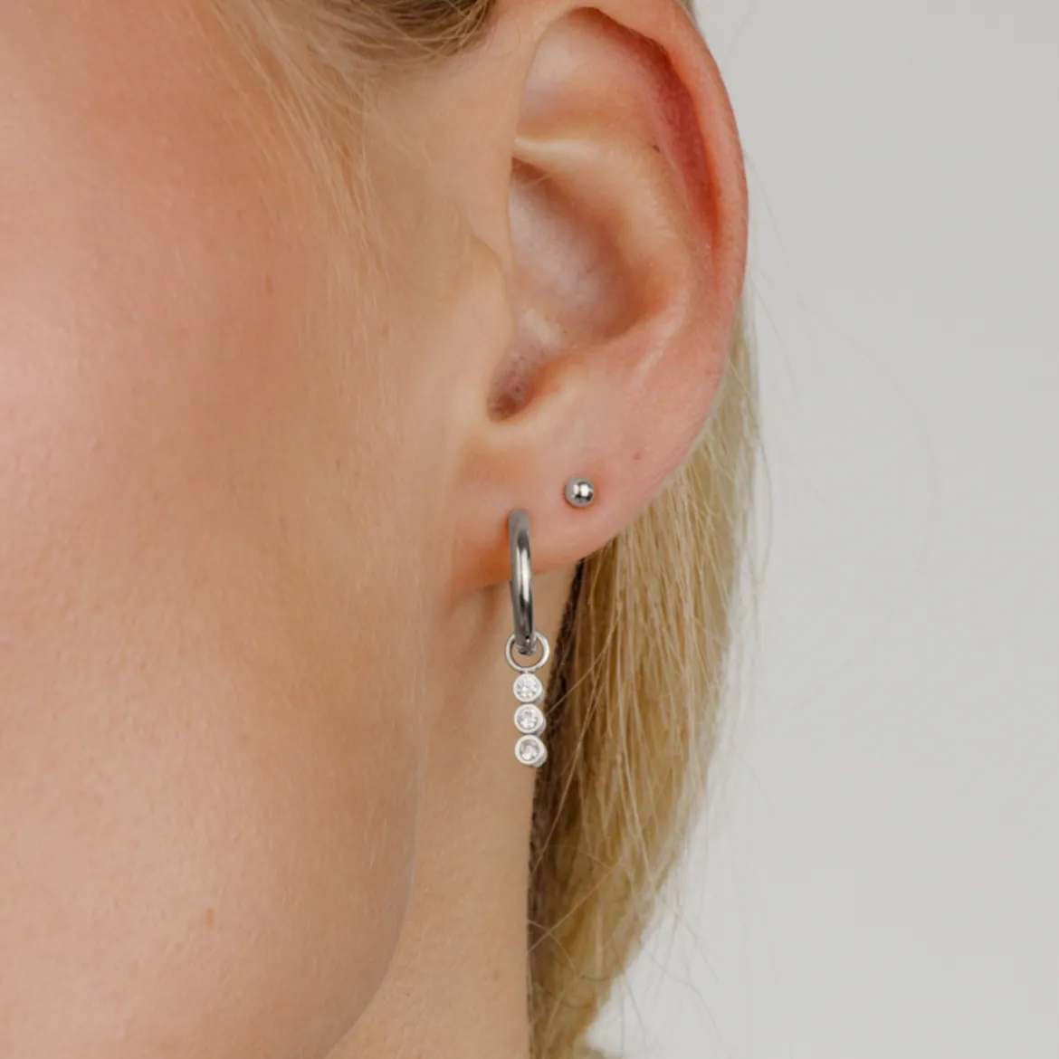 Bezel Bling Hoop Set Small Silber