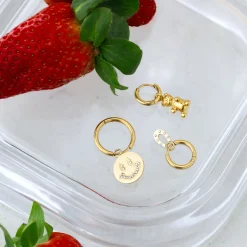 Blinged Horseshoe Hoop Set Small Gold