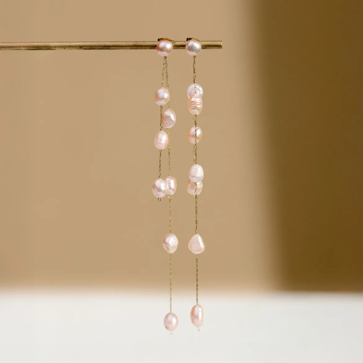 Blush Pearl Fall Earrings Silber