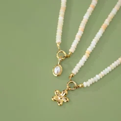 Blushstone Charm Necklace Roségold