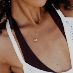 Bubble Letter Necklace Gold - A