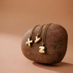 Bubble Letter Necklace Gold - A