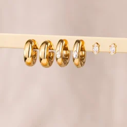 Bulky Hoop Studs Gold