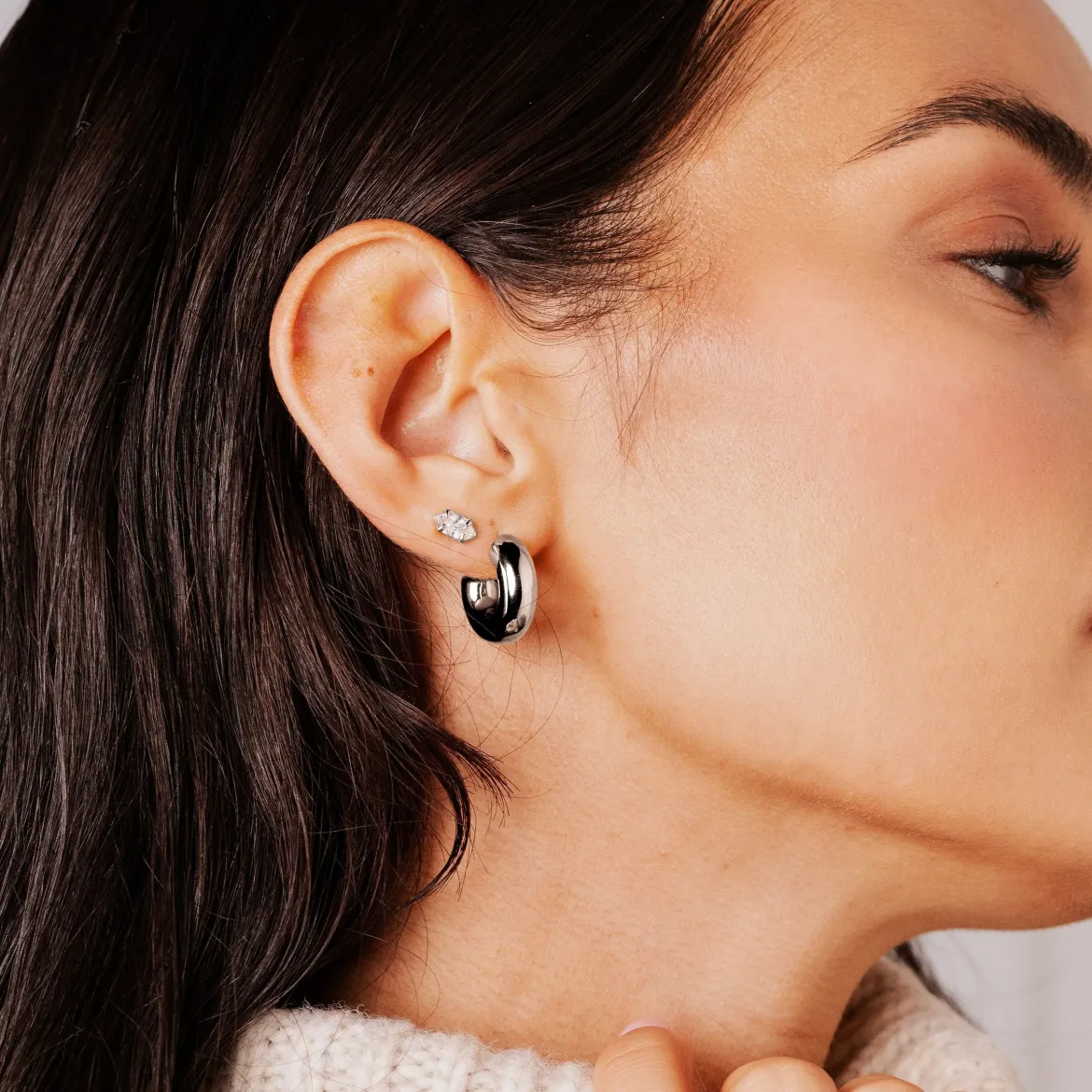 Bulky Hoop Studs Silber