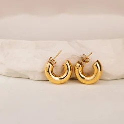 Bulky Hoop Studs Silber