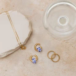 Chunky Flower Tile Hoop Set Medium Roségold