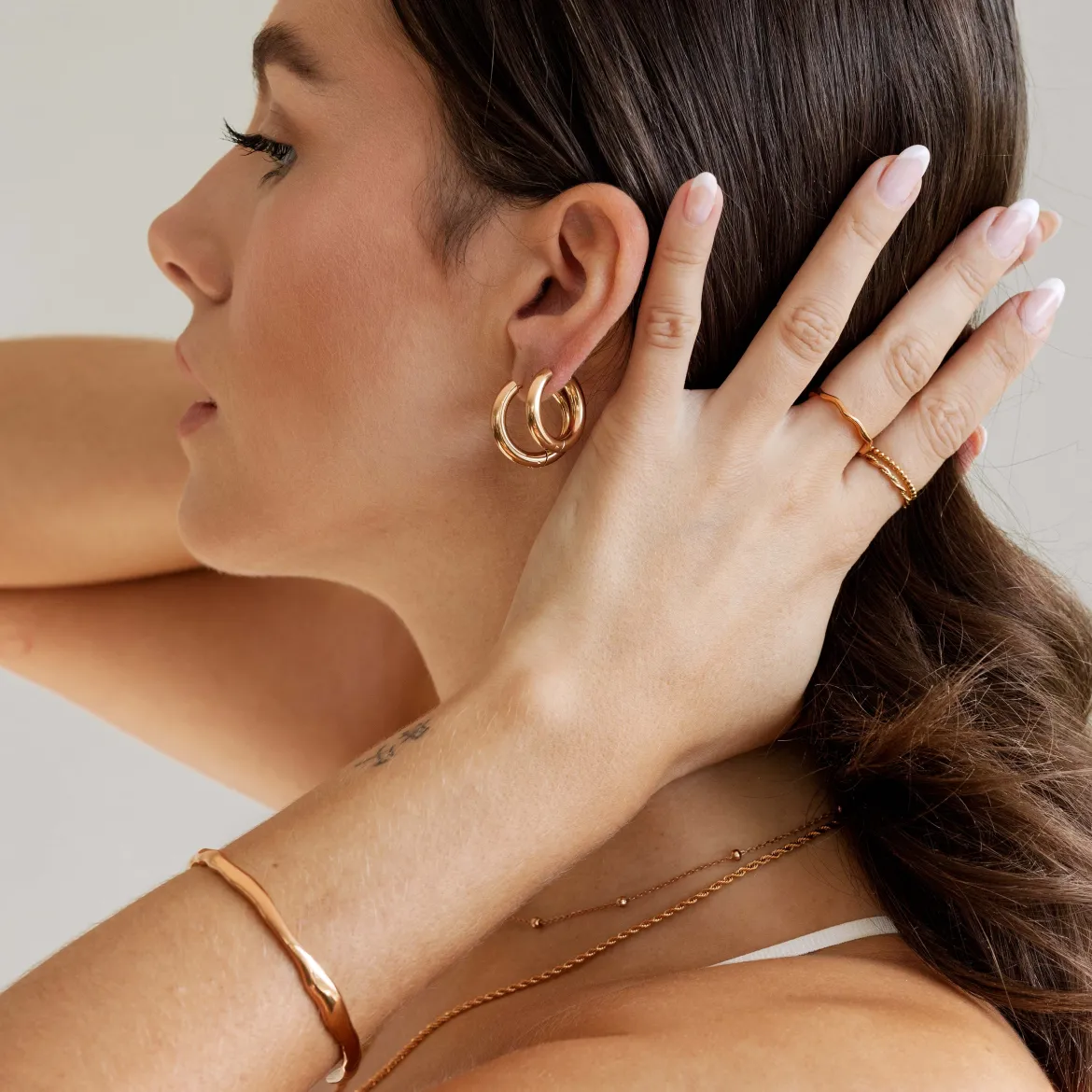 Chunky Lover Hoop Bundle Medium Roségold
