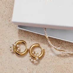 Chunky Pearl 'n' Beads Hoop Set Medium Roségold