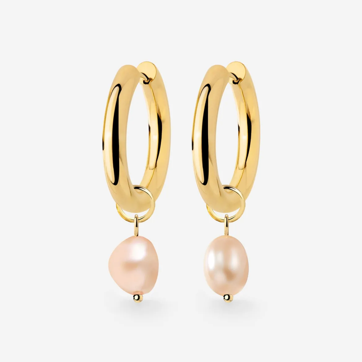 Chunky Perla Rosa Hoop Set Medium Gold