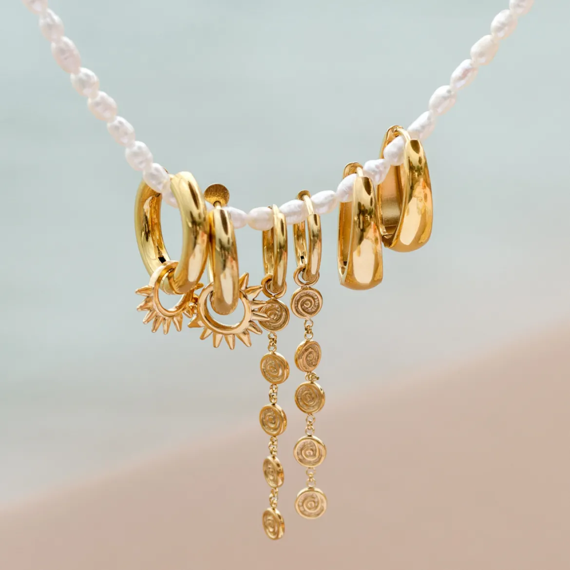 Chunky Sun Lover Hoop Set Medium Silber