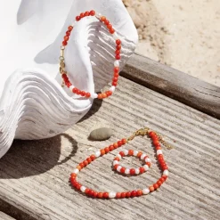 Coral Color Anklet Gold