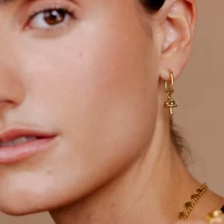 Cute Mushroom Twisted Oval Hoop Set Baby Gold