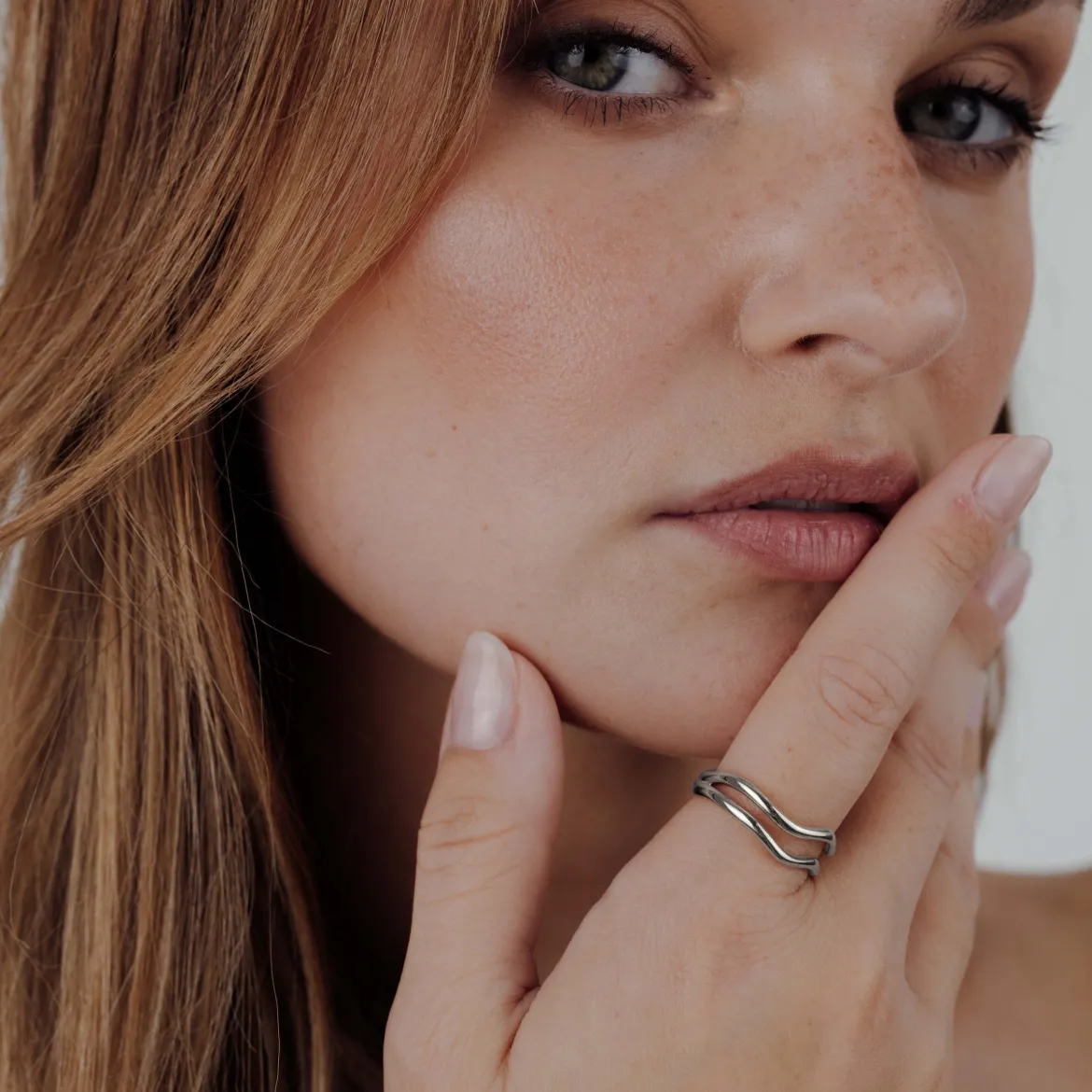 Double Wave Ring Silber