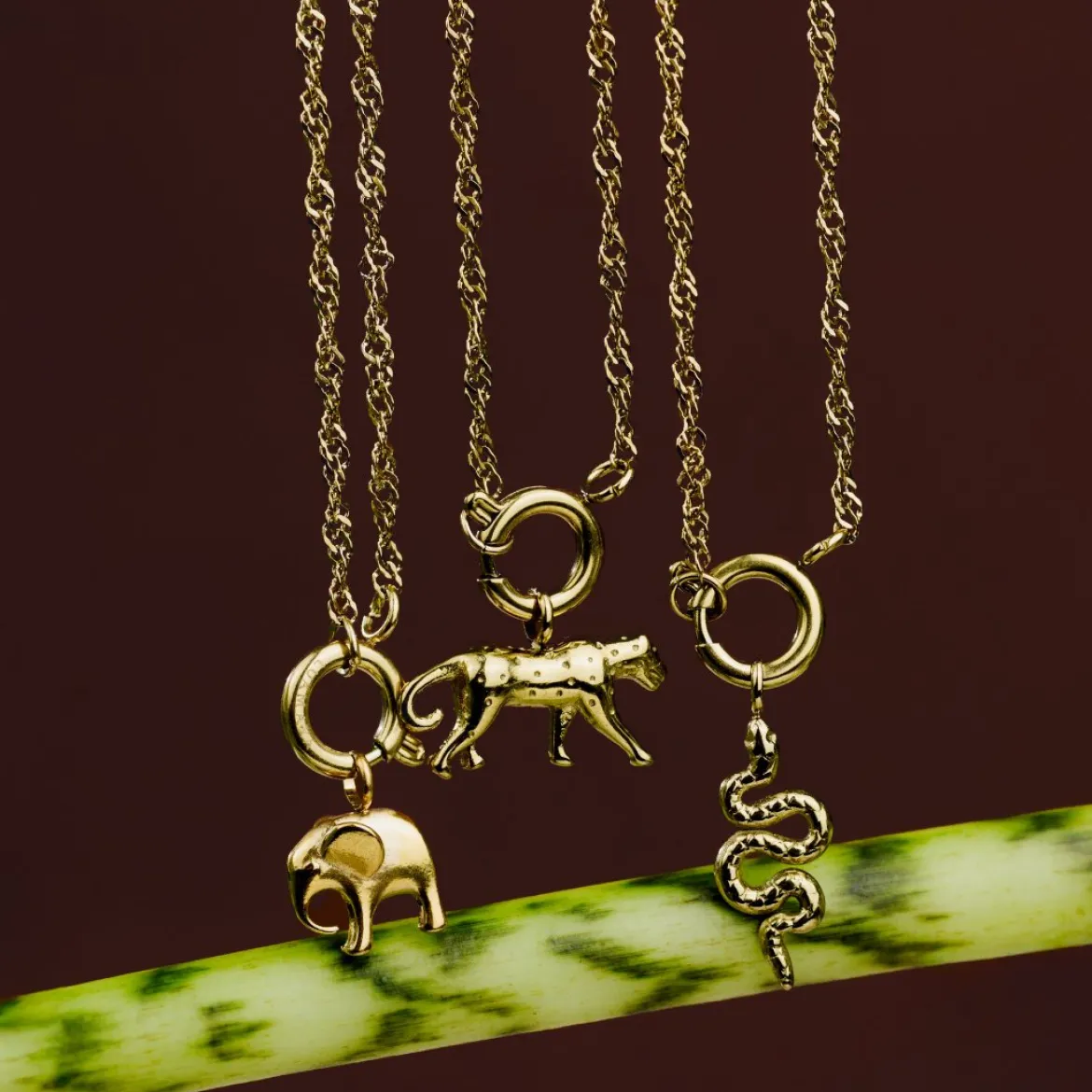 Elephant Singapore Chain Necklace Set Gold