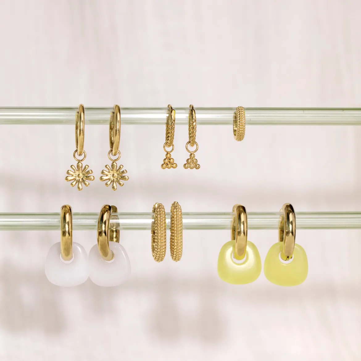 Flowery Hoop Set Medium Gold