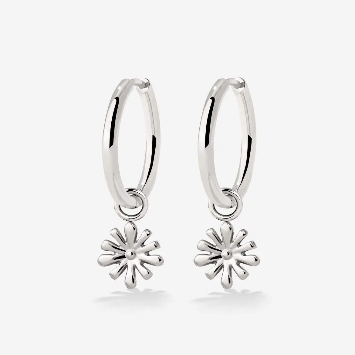 Flowery Hoop Set Medium Silber