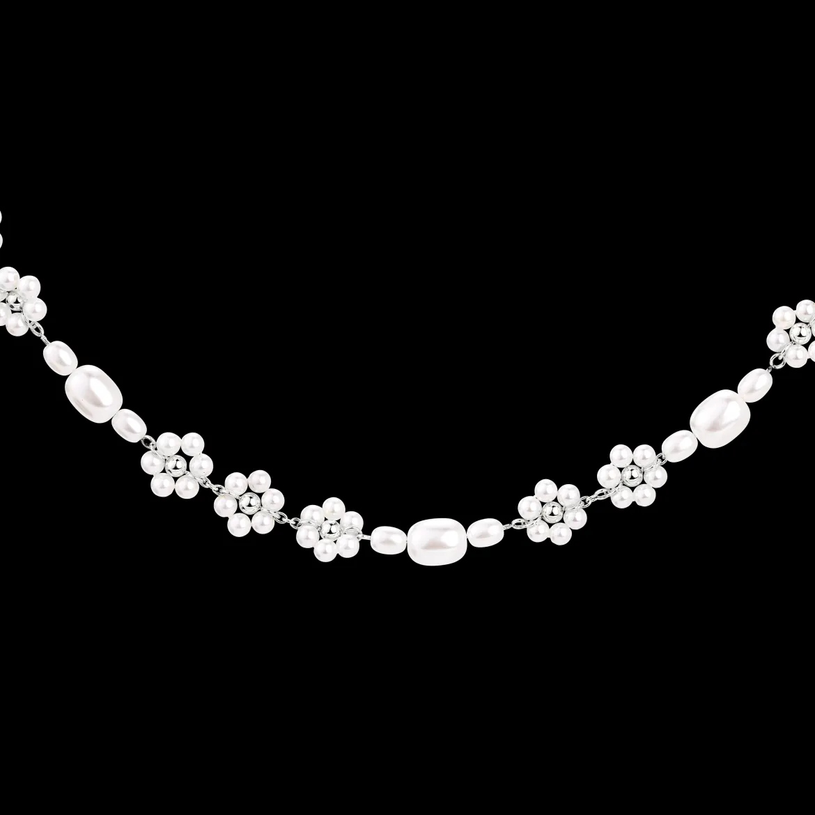 Flowery Pearls Choker Silber