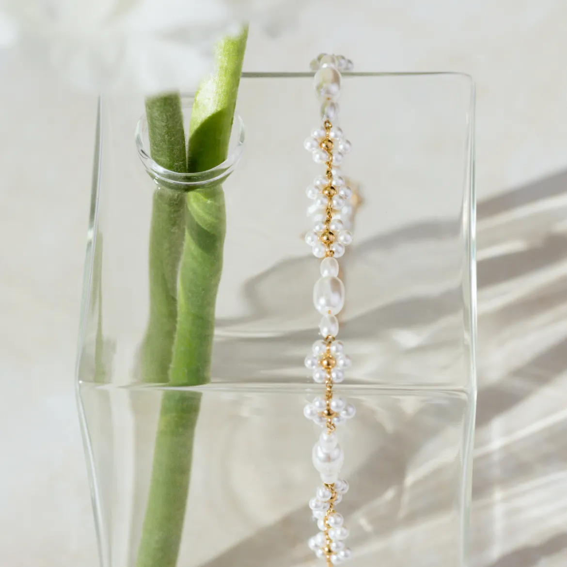 Flowery Pearls Choker Silber
