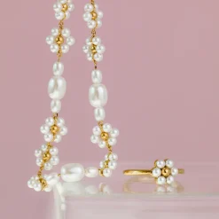 Flowery Pearls Choker Silber