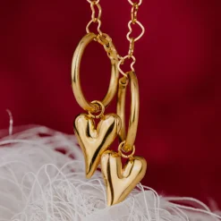 Flowy Heart Hoop Set Medium Gold