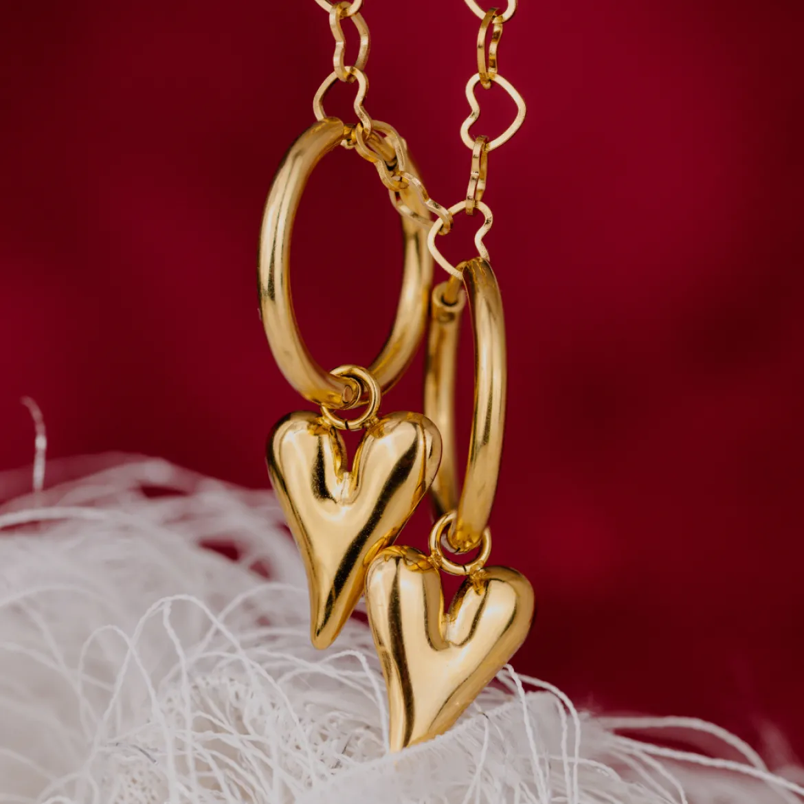 Flowy Heart Hoop Set Medium Gold