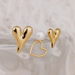 Flowy Heart Studs Large Roségold