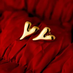 Flowy Heart Studs Large Silber