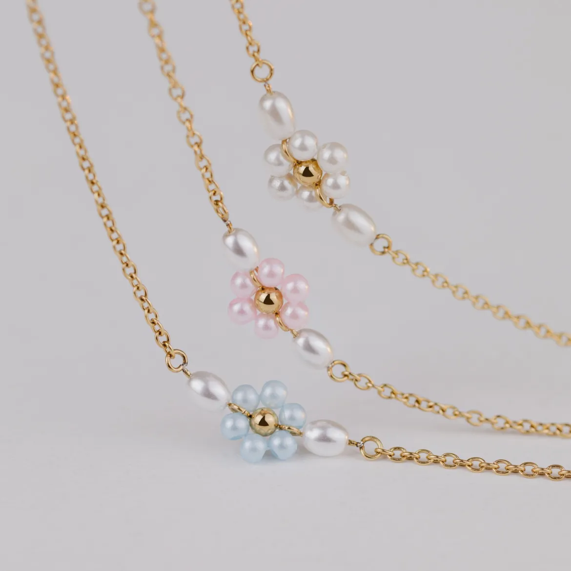 Forever Blue Daisy Necklace Roségold