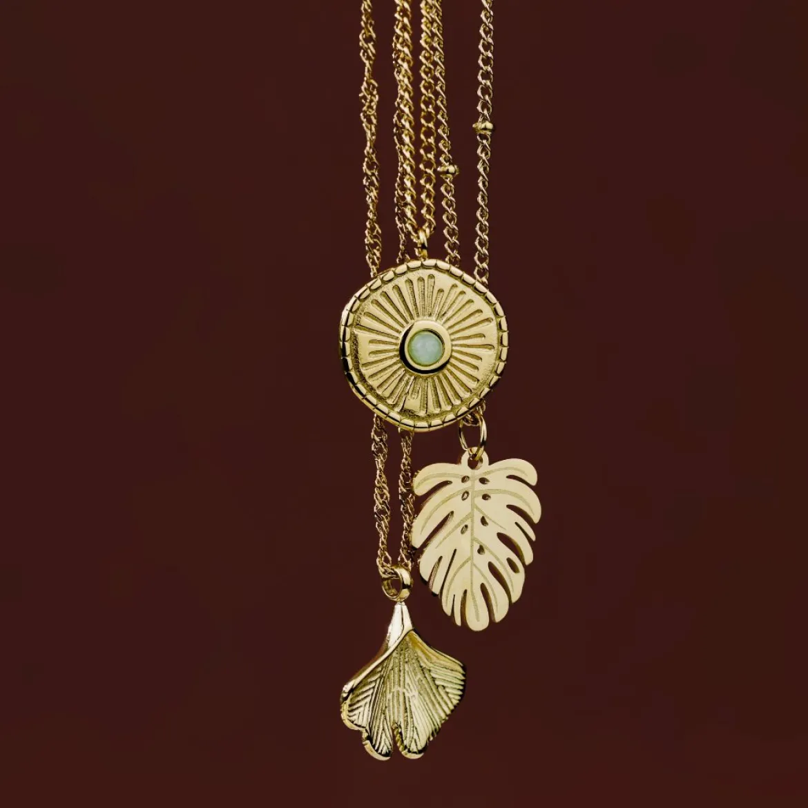 Ginkgo Leaf Necklace Gold