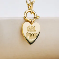 Girl Power Oval Links Necklace Set Gold
