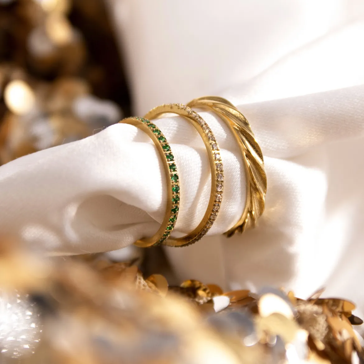 Green Sparkle Ring Gold