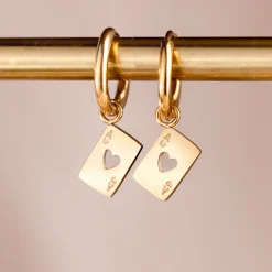 Heart Ace Hoop Set Small Gold