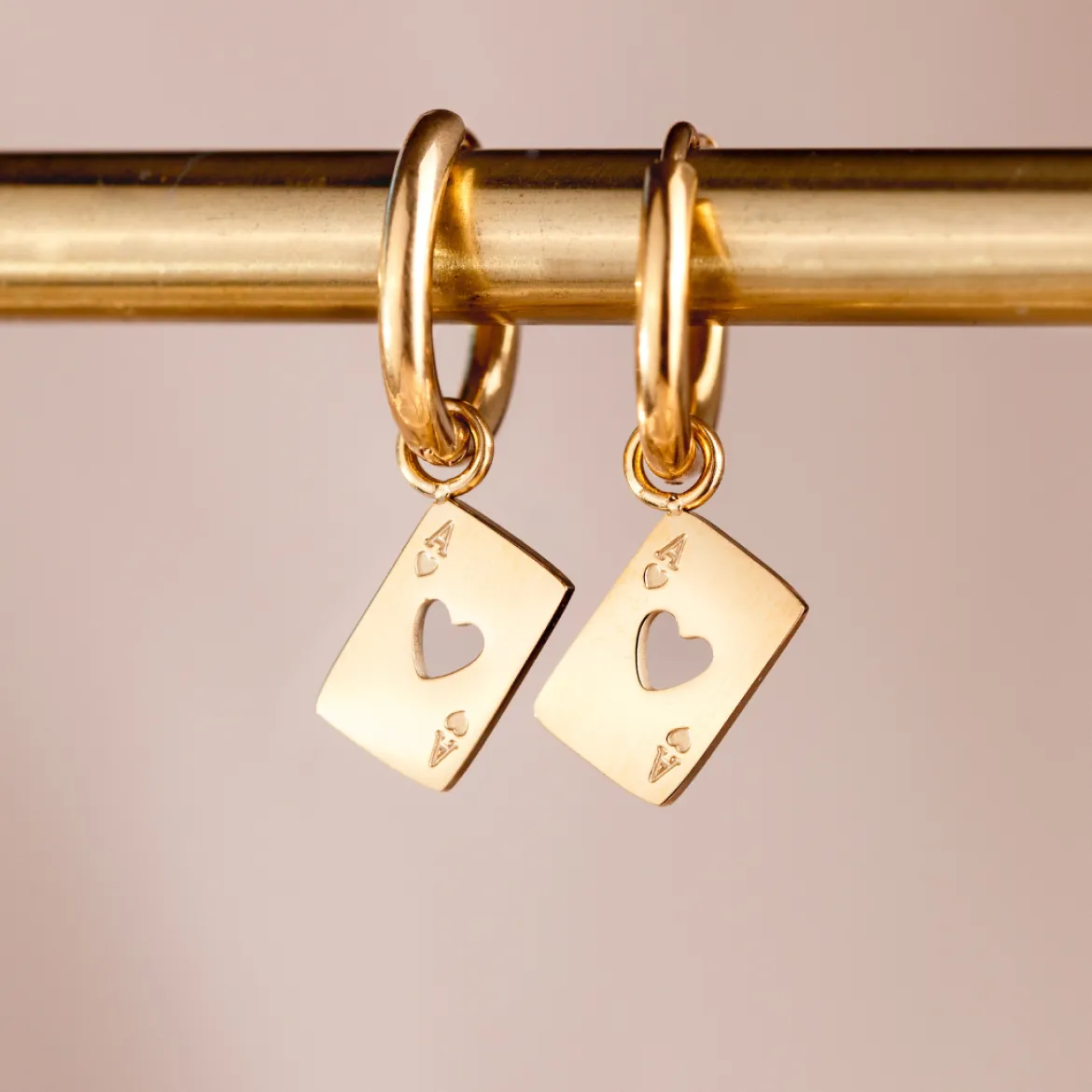 Heart Ace Hoop Set Small Roségold