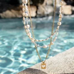 Icy Cool Pearl Necklace Gold