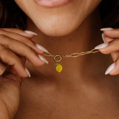 Lemony Oval Links Necklace Set Gold