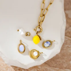 Lemony Oval Links Necklace Set Gold