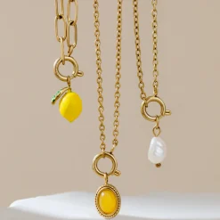Lemony Oval Links Necklace Set Roségold