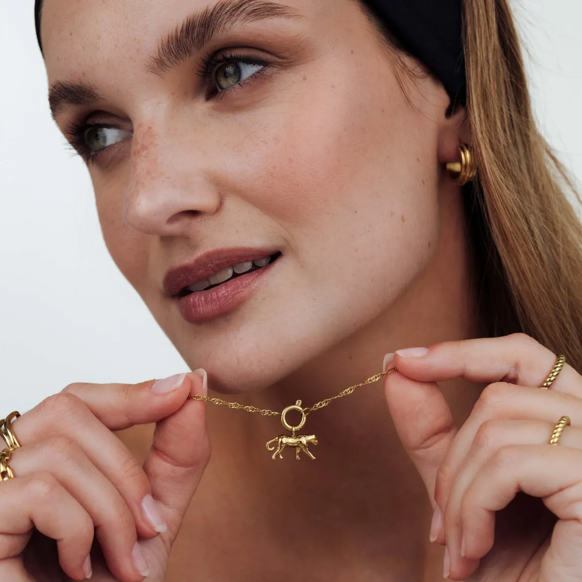 Leopard Singapore Chain Necklace Set Gold