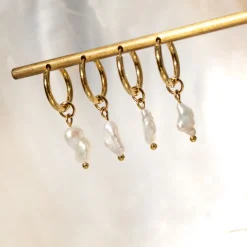 Lisas Power Pearl Hoop Set Gold
