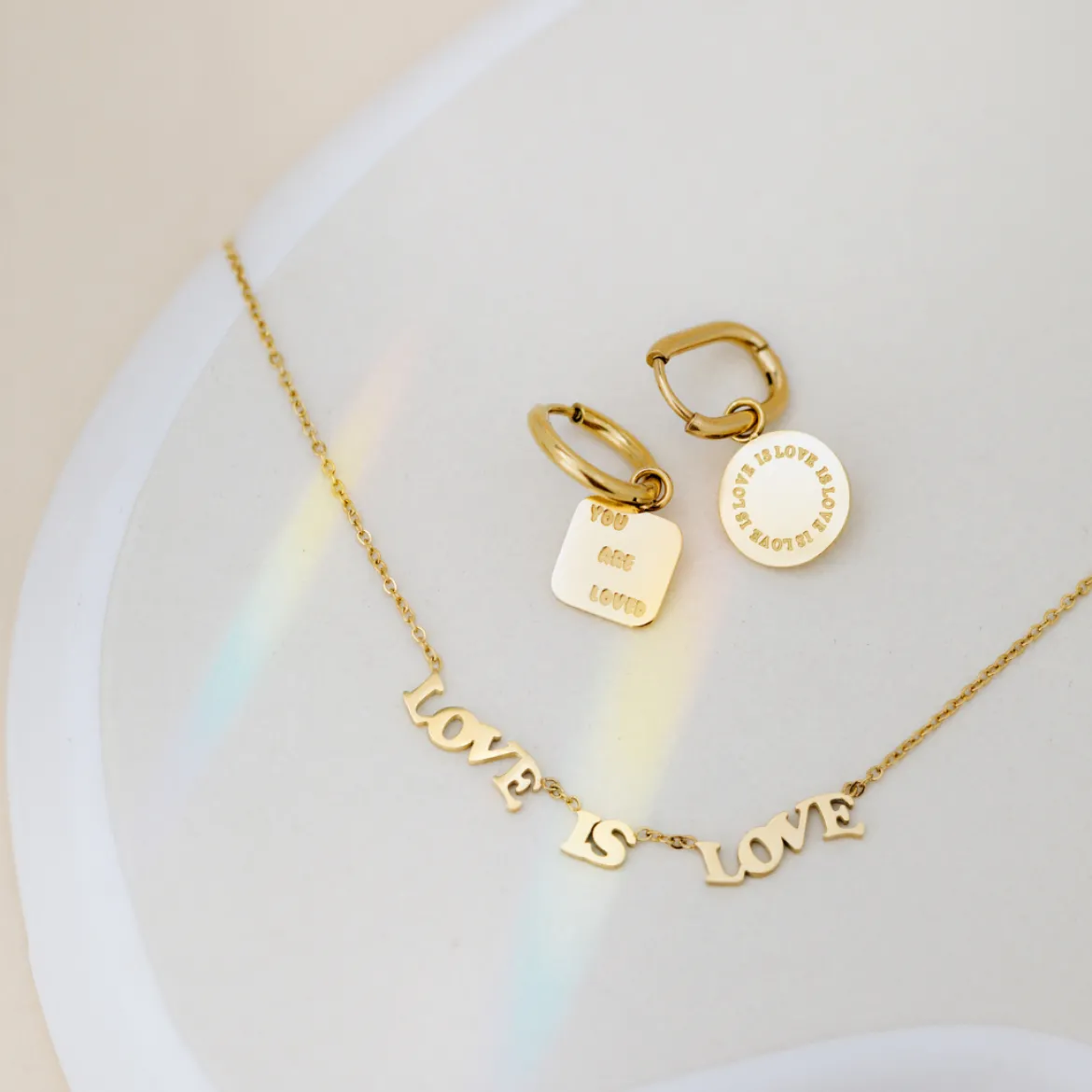 Love is Love Oval Hoop Set Baby Gold