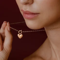 Lovely Heart Classic Chain Necklace Set Roségold