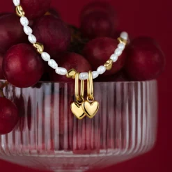 Lovely Heart Oval Hoop Set Baby Gold