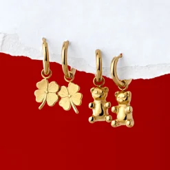 Lucky Clover Hoop Set Small Gold