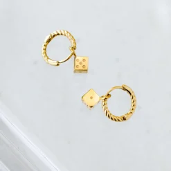 Lucky Dice Twisted Hoop Set Baby Gold