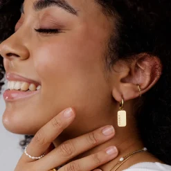 Lucky Pendant Hoop Set Small Gold
