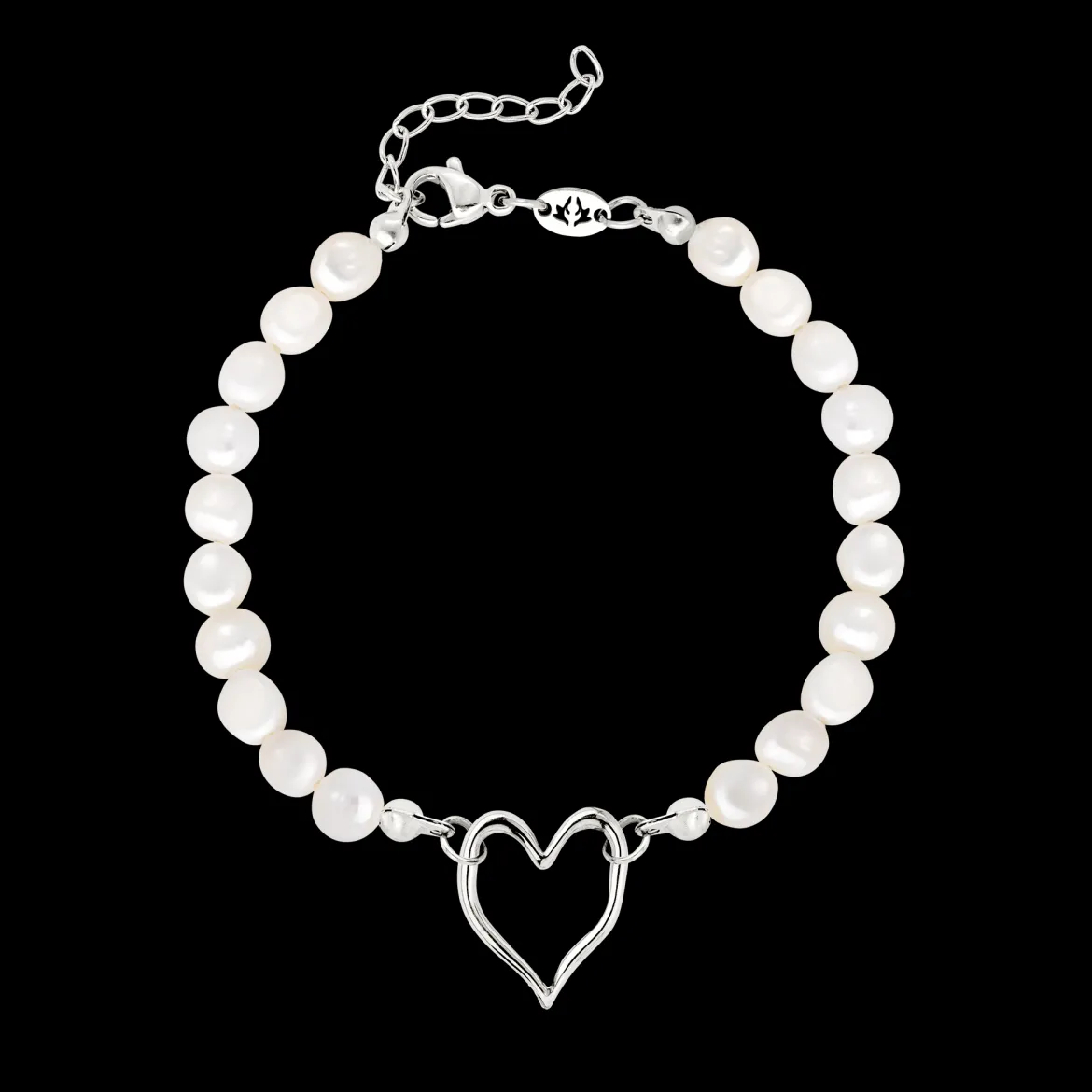 Melting Heart Pearl Bracelet Silber