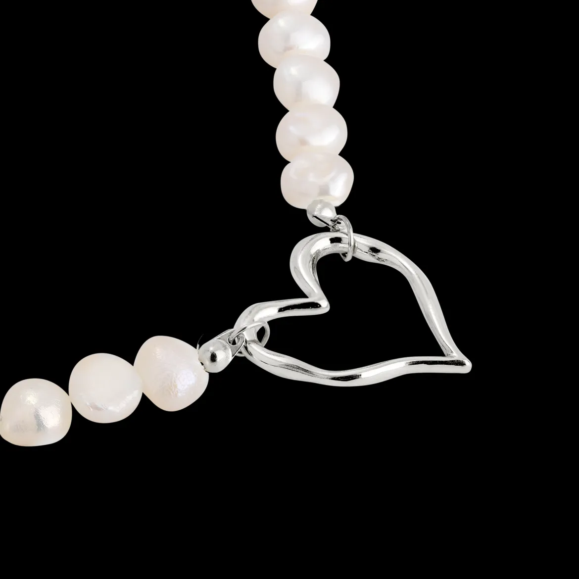 Melting Heart Pearl Bracelet Silber