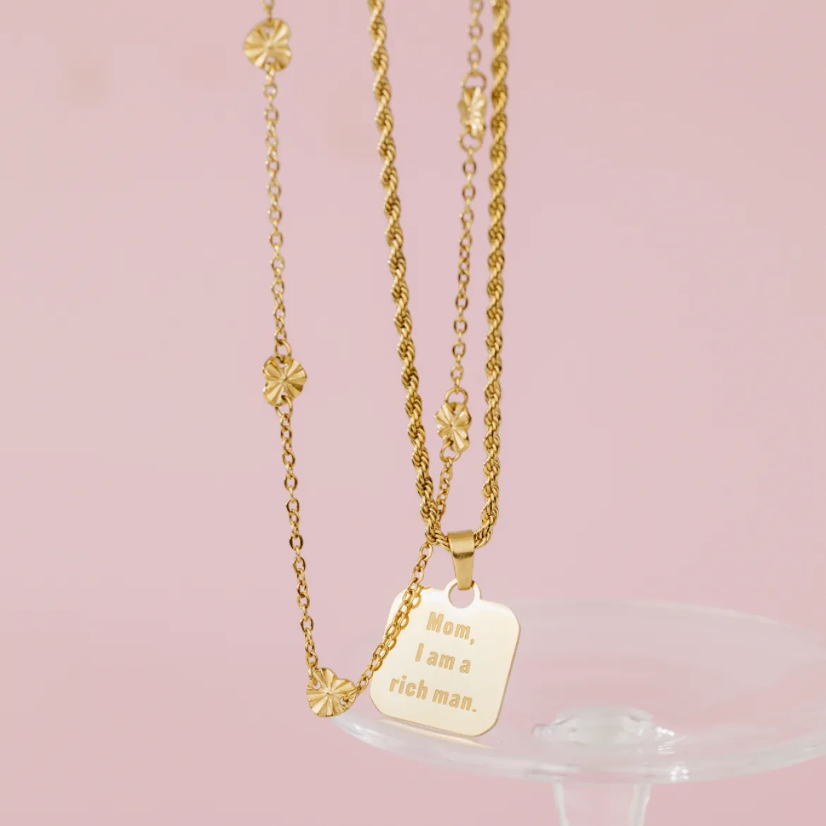 Mom, I am a rich man Necklace Roségold