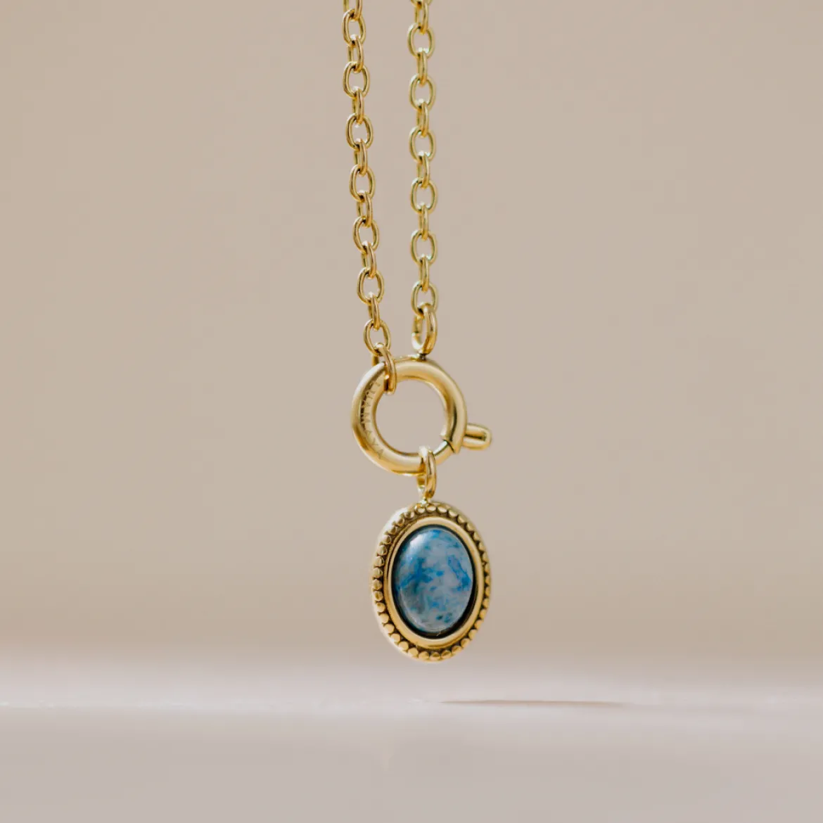 Ocean Agate Classic Chain Necklace Set Gold