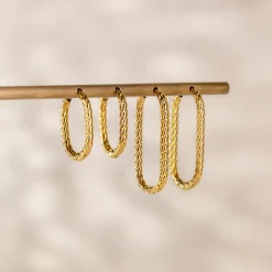 Oval Twisted Hoop Bundle Gold